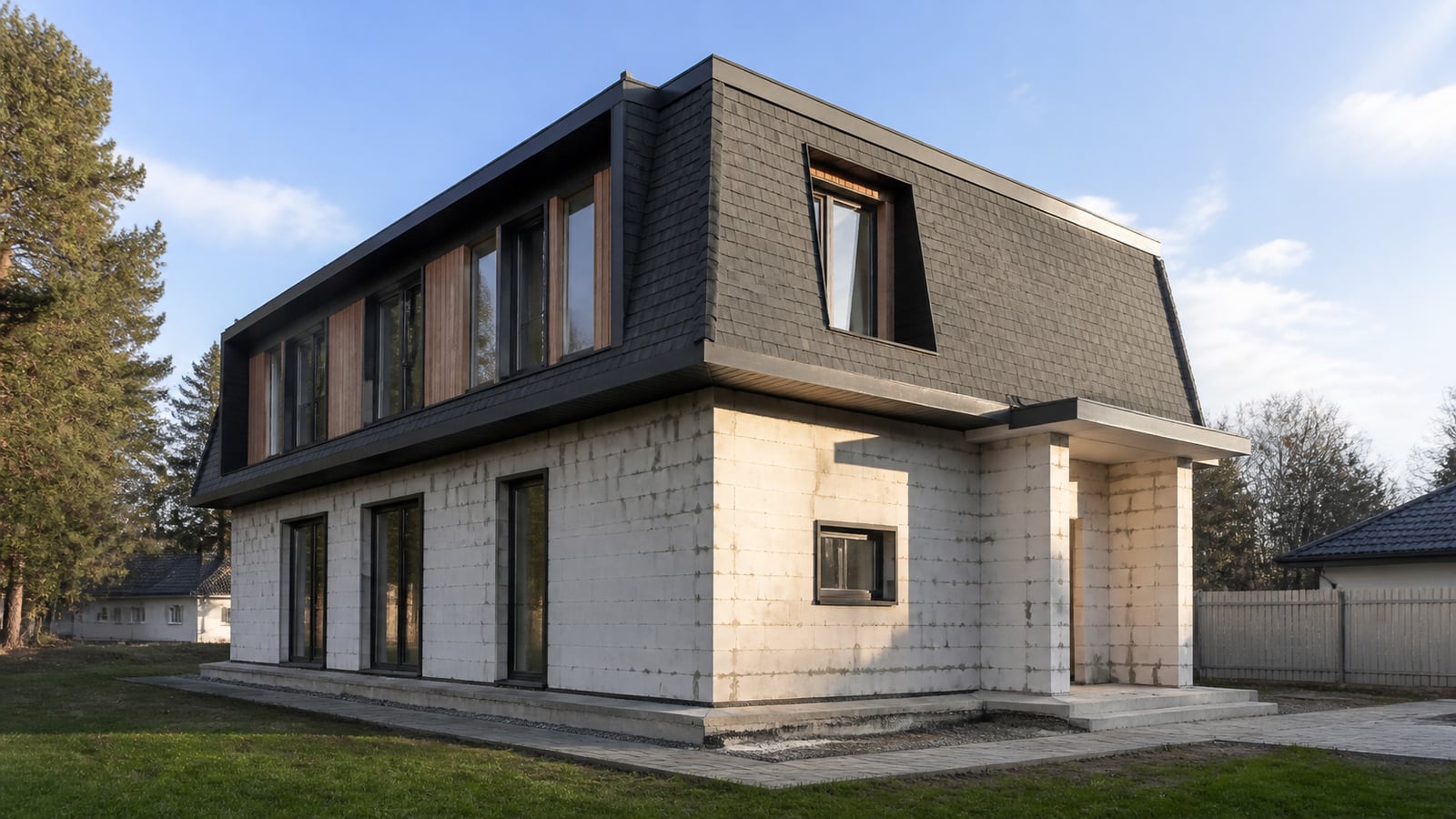 Мансардная крыша с гибкой черепицей, Долгопрудный, 140 м²
