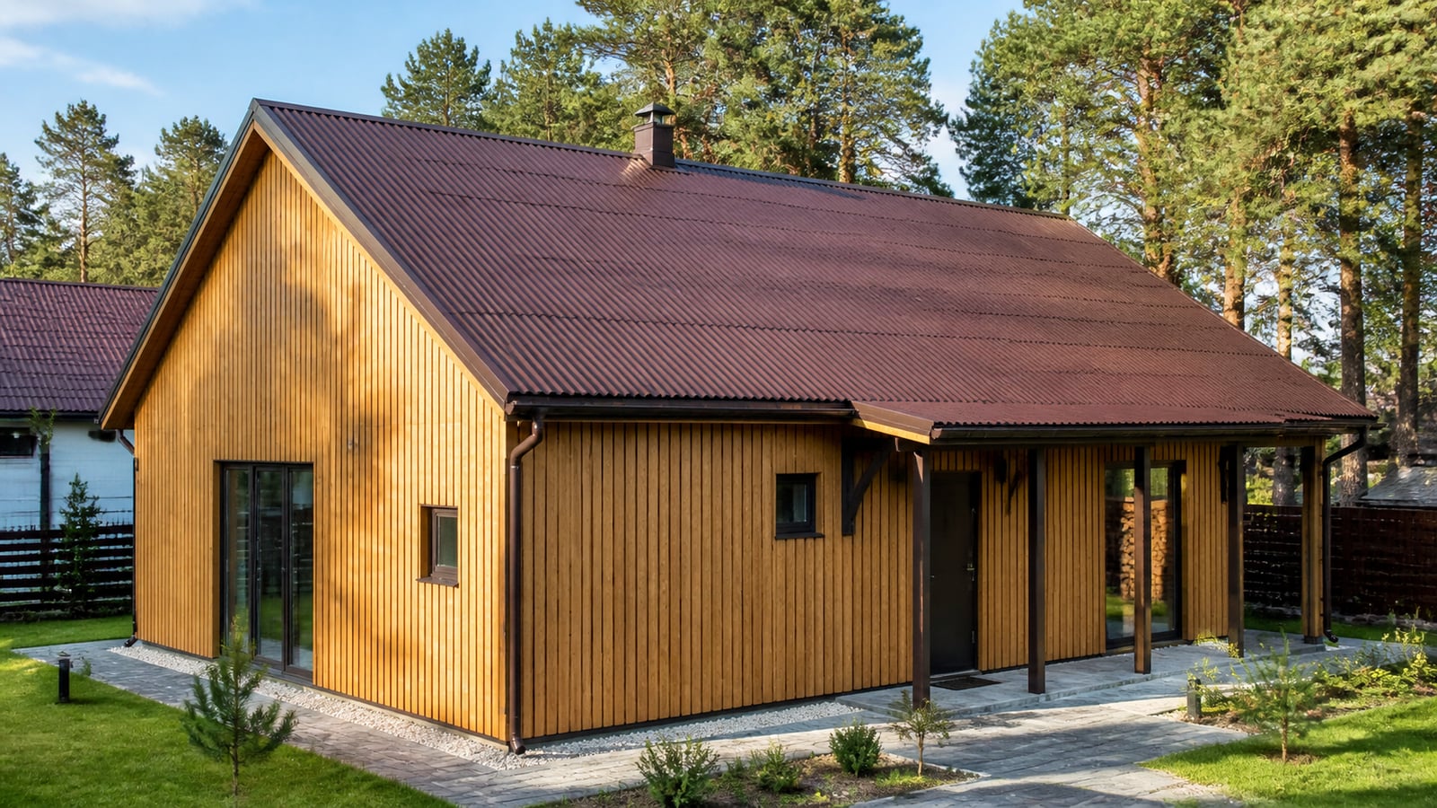 Монтаж кровли из ондулина на бане в Сергиевом Посаде, 65 м²