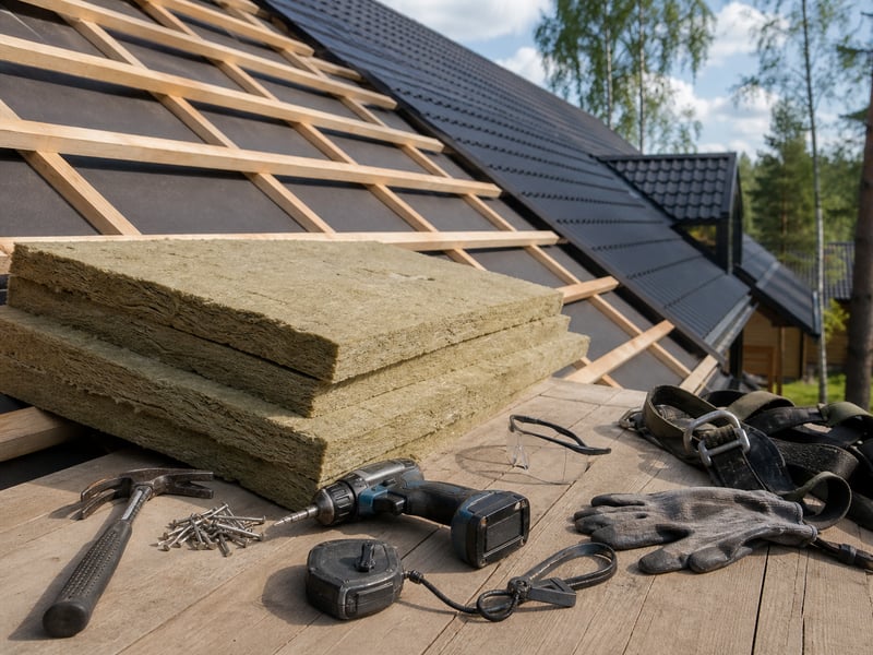 Что входит в смету: tools and materials laid out — Утепление мансардной крыши